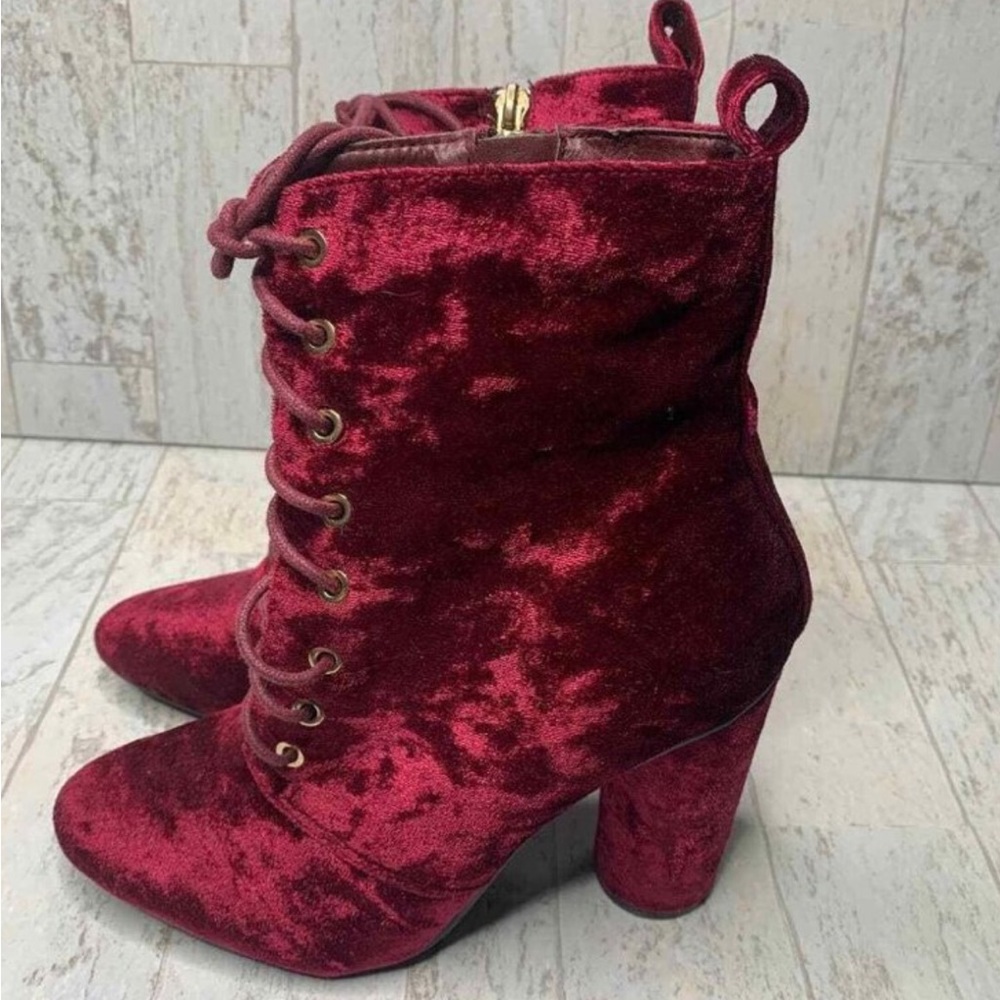 Catherine Melandrino Veeanca Velvet Lace Up Bootie